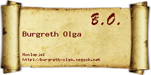 Burgreth Olga névjegykártya